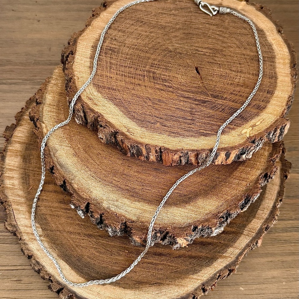 Byzantine Bali Woven Chain Sterling Silver Necklace